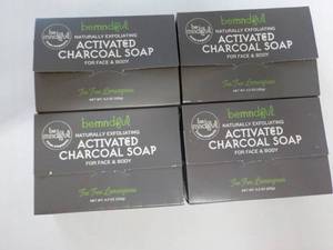 lot 451R image: 4 Bars BeMindFul Peppermint and Sage Naturally Exfoliating Activated Charcoal Soap for Face and Body- 4.2 oz per bar, environmental friendly