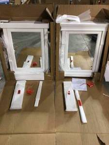 Lot of 2 Naples 25 in. W x 31 in. H x 8 in. D Framed Surface-Mount Bathroom Medicine Cabinet in White see pictures