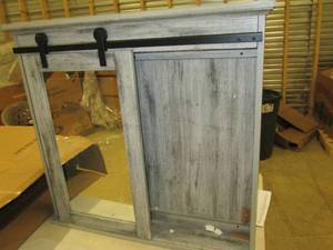 lot 2 image: wooden medicine cabinet with slidin...