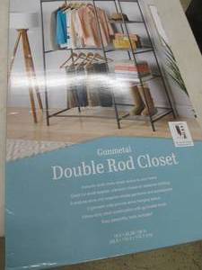 lot 184 image: whitmor gunmetal double rod closet ...