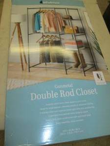 lot 185 image: whitmor gunmetal double rod closet ...