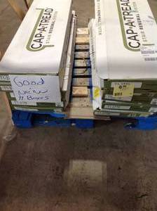 11 boxes of Seasoned WoodHarrison Pine DarkAugusta Wood 47 in. L x 12-18 in. W x 1-1116 in. T Vinyl Overlay for Stairs 1 in. T by Cap A Tread Customer Returns See Pictures