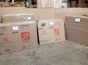 Pallet of assorted Home Depot Boxes Various Sizes