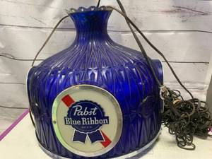 lot 91 image: Antique Pabst Blue Ribbon Bar Light 14 Diameter