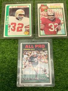 lot 93 image: Lot of Three OJ Simpson Football Cards In Killer Condition