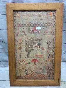 lot 106 image: 15 x 24 Jane Ballards Sampler Framed Embroidery 1799