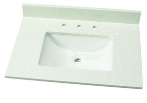 lot 252 image: Home Decorators Collection 31 in. W Engineered Stone Single Vanity Top in Sparkling White with White Sink SPRWHT3122-2CM