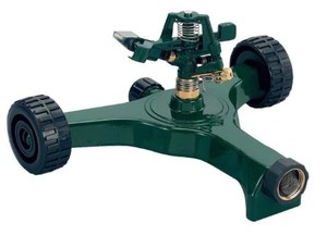 lot 296 image: Orbit 20,106 sq. ft. Zinc Impact Sprinkler with Plastic Wheel Base 27904