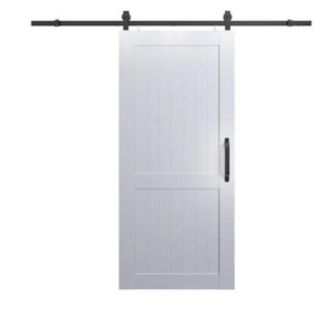 lot 216 image: Pinecroft 36 in. x 84 in. Millbrooke White H Style Ready to Assemble PVC Vinyl Sliding Barn Door  MLB3684H
