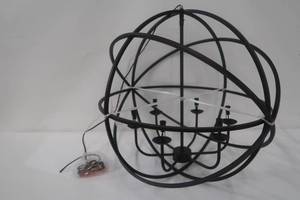 lot 244 image: 6 Light Black Metal Globe Chandelier