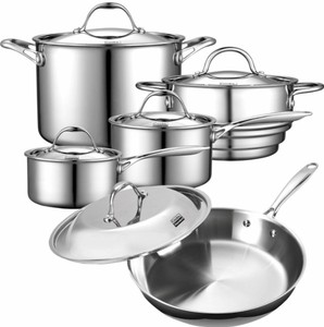 lot 247 image: Cooks Standard 10-Piece Multi-Ply Clad Stainless-Steel Cookware Set NC-00235