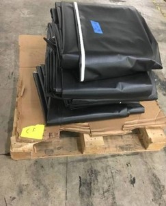 lot 201 image: Pallet of NEW Various-Sized Heavy Duty Tarps- 9 pieces. Total square footage 4,656 sq ft. Roughly 320 lbs.- Pallet C5