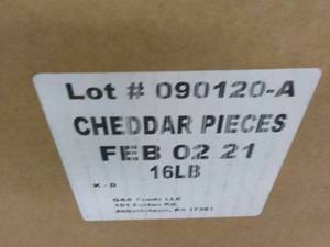 lot 223 image: 16 lb. box Cheddar Pretzels Pieces...