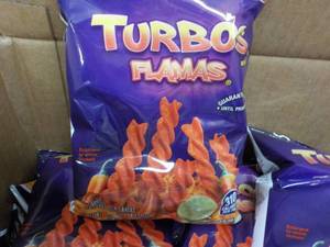 lot 224 image: Case of 64 bags Turbos Flamas Snack...