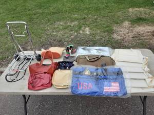 Lot Of Some NewSome Used Tote Bags, Duffels, Purses & Rolling Luggage Cart