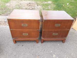 Pair Of 2 Drawer Side Tables, Night Stands With Brass Hardware 22x18x24-Like New