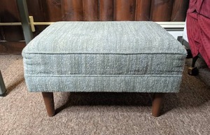 Upholstered Footrest with Wood Legs