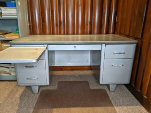 Vintage Industrial Steel Tanker Desk