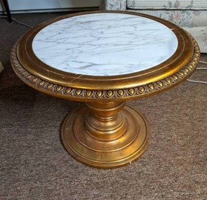 Round Accent Table with Marble Top