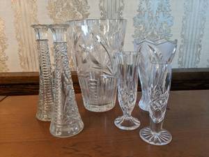 (6) Stunning Cut Glass Vases