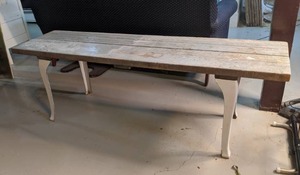 Wood Plank Bench with Metal Legs