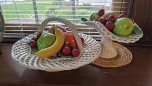 (2) Italian Bassano Ceramic Fruit Bowl Centerpieces