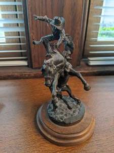 Bronze Saddle Bronc Rider Sculpture by Don Polland, 1978