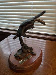 Rare Limited Edition no. 375 Arthur Norby Bronze Goose Statue Wheeling In
