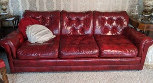 Benchcraft of Hickory Dark Red Leather Sofa