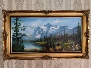 Original Signed Oil Painting Landscape by H. Radman in Ornate Gilt Frame
