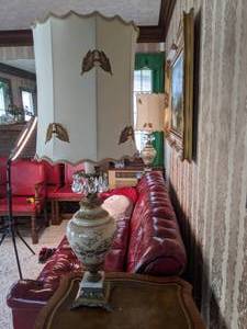 Pair of Ornate Vintage Table Lamps with Teardrop Crystals and Marble Accents