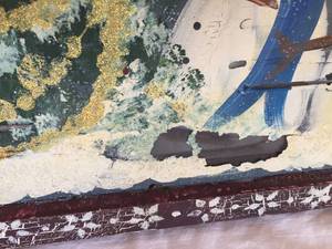 lot 56 image: Snowman Painting On Vintage Window