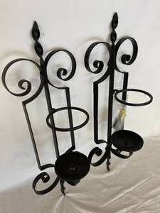 lot 144 image: Metal Wall Mount Candle Holders