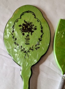 lot 33 image: Green Vintage Celluloid Vanity Mirrors
