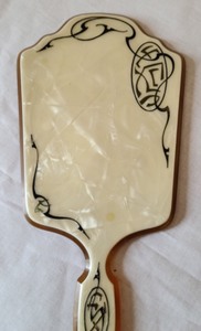 lot 34 image: Pair of Vintage Cream Celluloid Vanity Mirrors