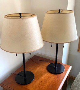 lot 5 image: Pair of Black Metal Table Lamps