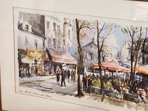lot 159 image: Vintage Framed Watercolor- Paris Scene