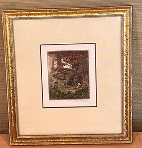 lot 161 image: Vintage Framed Colored Etching