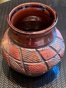 lot 228 image: Wonderful Pottery Vase with Textured Design  by M. Lasoff