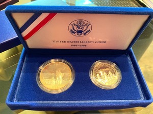 lot 241 image: U.S. Liberty Coins 1986 Ellis Island (Half Dollar & One Dollar Coins)