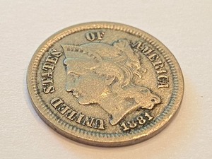 lot 245 image: 1881 Three Cent Nickel Coin
