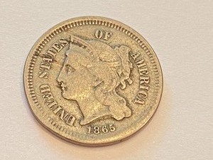 lot 247 image: 1865 Three Cent Nickel