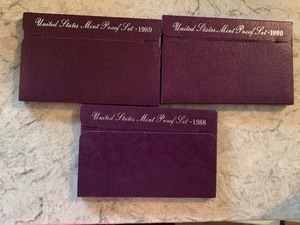 lot 344 image: Three Coin Proof Sets 1988, 89 and 90