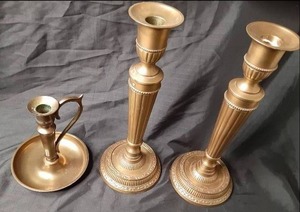 (3) Brass Vintage Candlestick Holde...