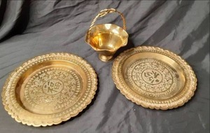 (2) Brass Decorative Wall Hanging a...