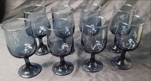 (8) Blue Small Goblets See Photos...