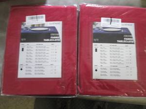 lot 40 image: 2- 60x104 inch Fabric Tablecloths...