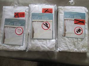 lot 100 image: 3 White Ruffled Eyelet Standard Sha...