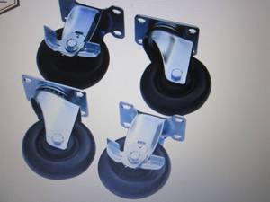 lot 196 image: 2 sets- 4 in. Black Caster Kit for ...