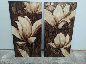 Two Pieces Or Floral Art